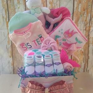 Mermaid baby girl gift basket